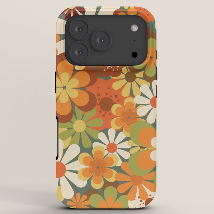 70's Retro Flowers Print iPhone Case