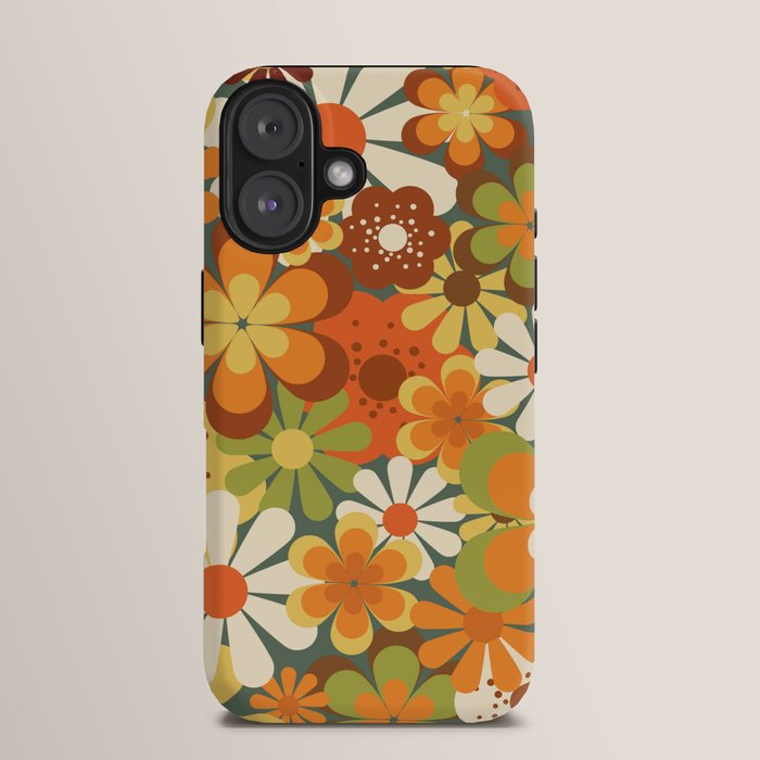 70's Retro Flowers Print iPhone Case