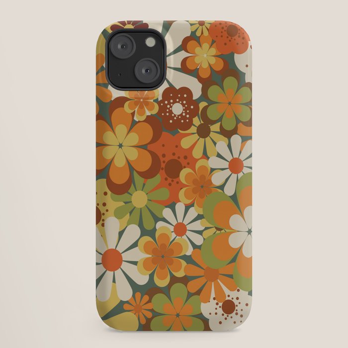 70's Retro Flowers Print iPhone Case