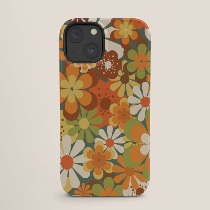 70's Retro Flowers Print iPhone Case