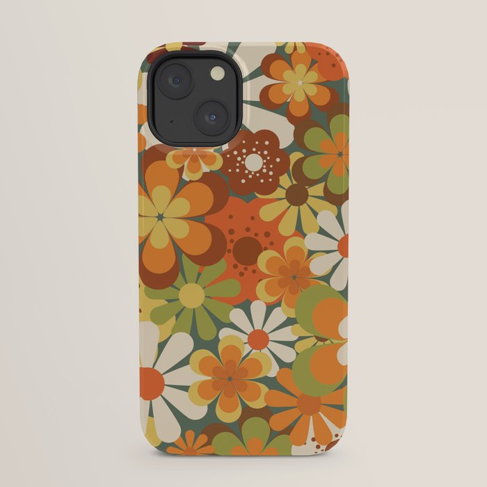 70's Retro Flowers Print iPhone Case