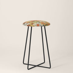 70's Retro Flowers Print Stool