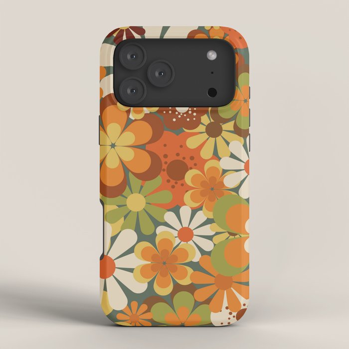 70's Retro Flowers Print iPhone Case