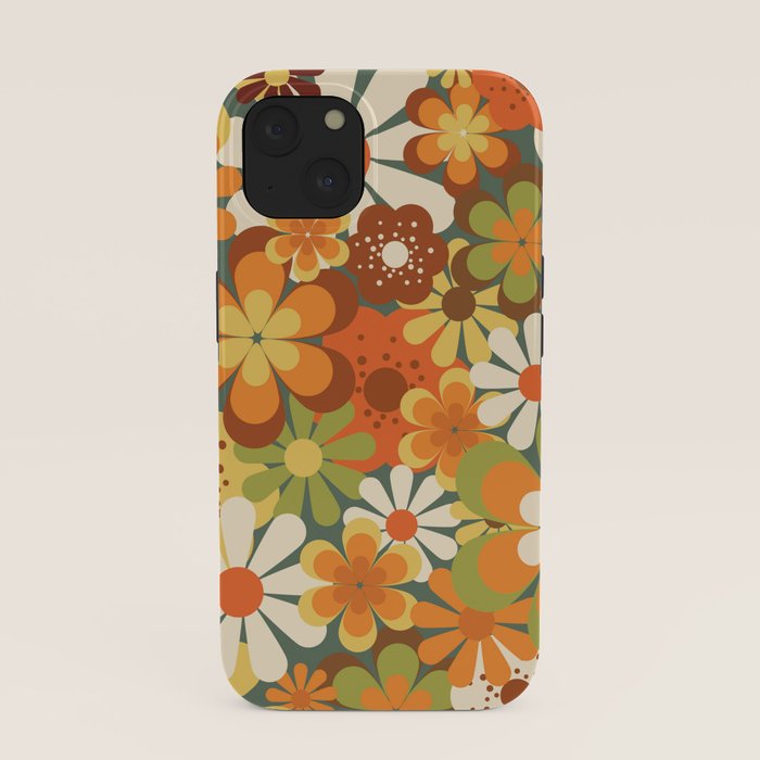 70's Retro Flowers Print iPhone Case