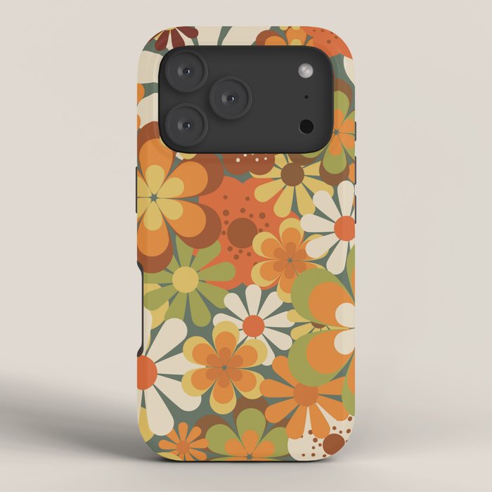 70's Retro Flowers Print iPhone Case