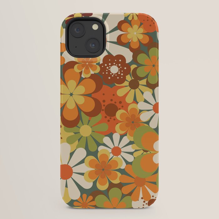 70's Retro Flowers Print iPhone Case