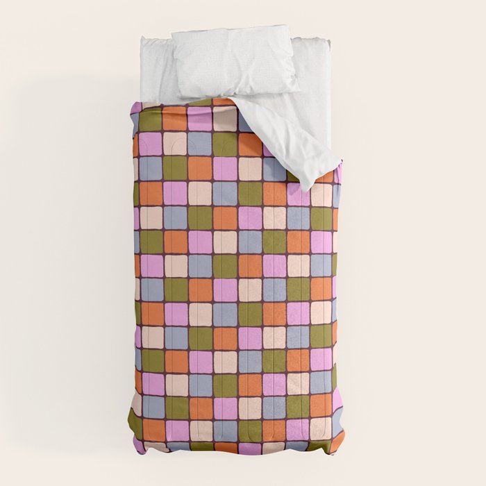 1970s Disco Dancefloor Checkerboard Pattern Comforter