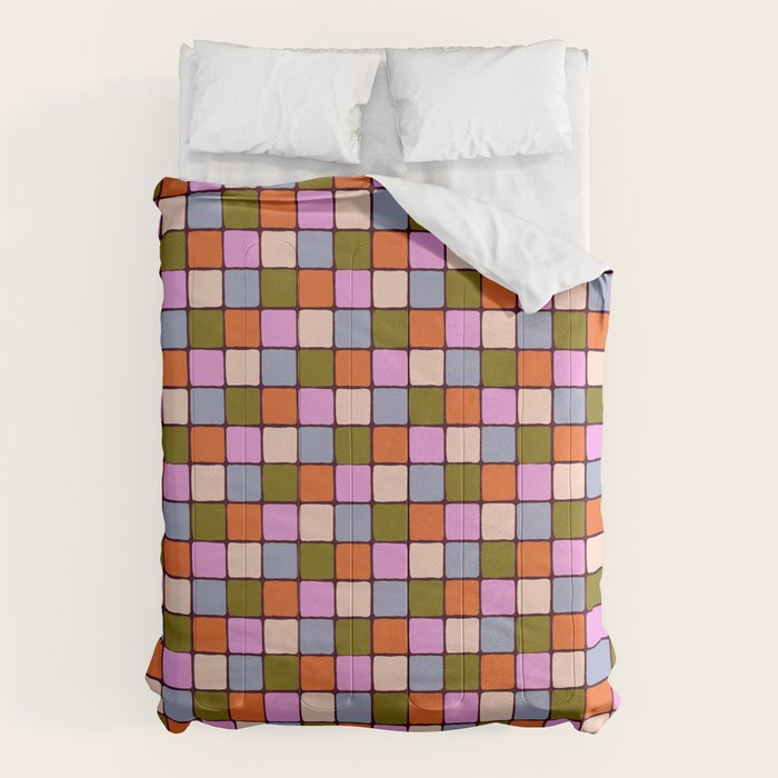 1970s Disco Dancefloor Checkerboard Pattern Comforter