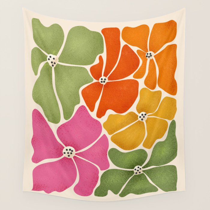 70's Florals Wall Tapestry