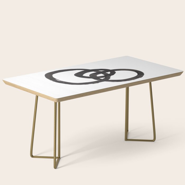 And I Op' Minimalist Ink Line Drawing Abstract Black Brush Strokes Modern Funky Maze by Ejaaz Haniff  Coffee Table