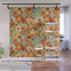 70's Retro Floral Patterned Prints Wall Mural