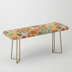 70's Retro Floral Patterned Prints Bench