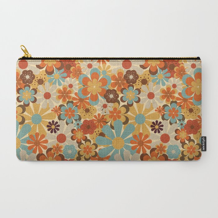 70's Retro Floral Patterned Prints Carry All Pouch