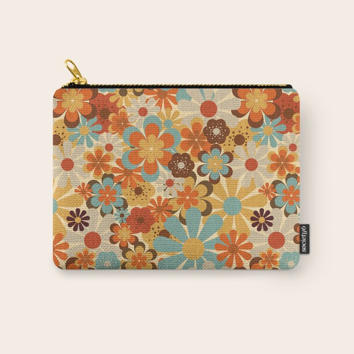 70's Retro Floral Patterned Prints Carry All Pouch