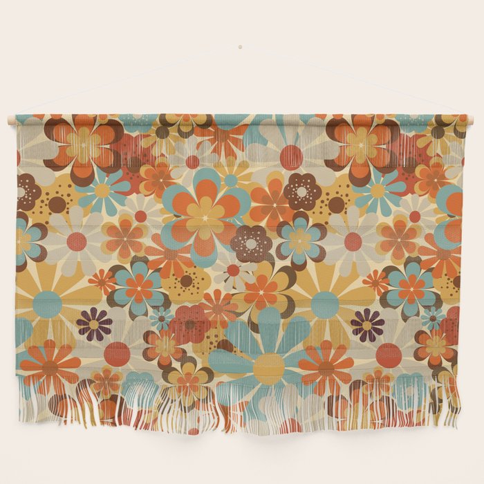 70's Retro Floral Patterned Prints Wall Hanging