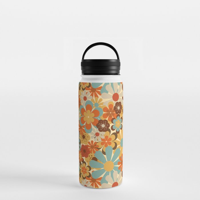 70's Retro Floral Patterned Prints Water Bottle