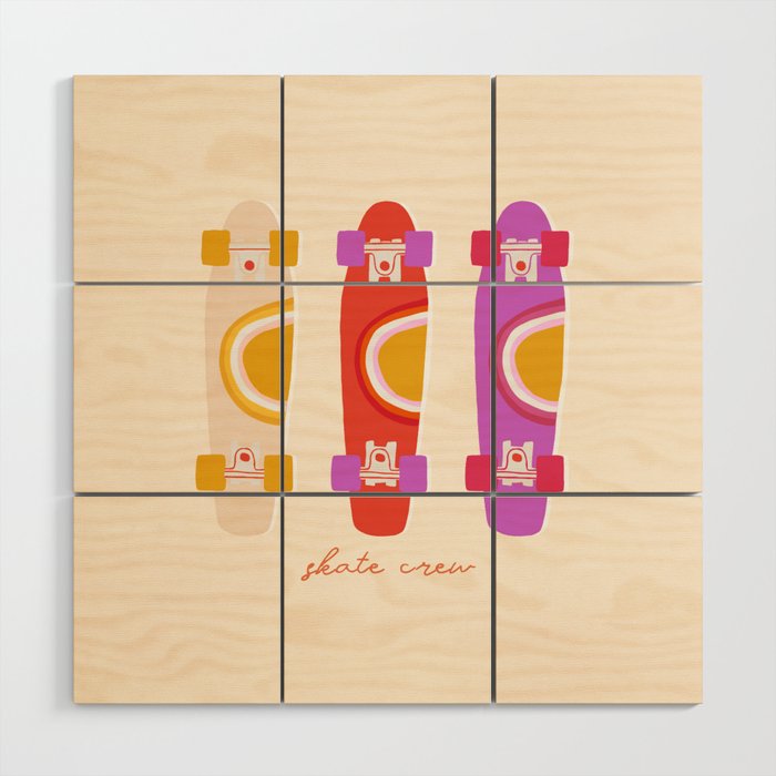 70's skate crew Wood Wall Art
