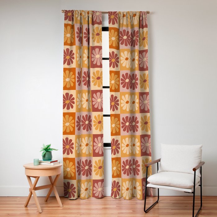 70's Daisy Bloom  Window Curtain