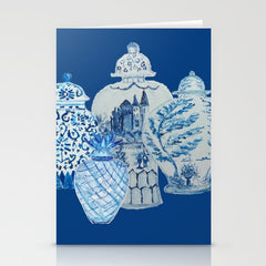 4 Four 4 Blue and White Ginger Jars  Stationery Card