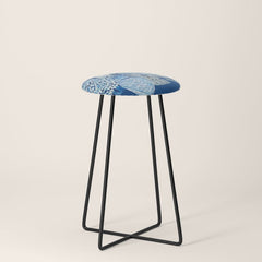 4 Four 4 Blue and White Ginger Jars  Stool