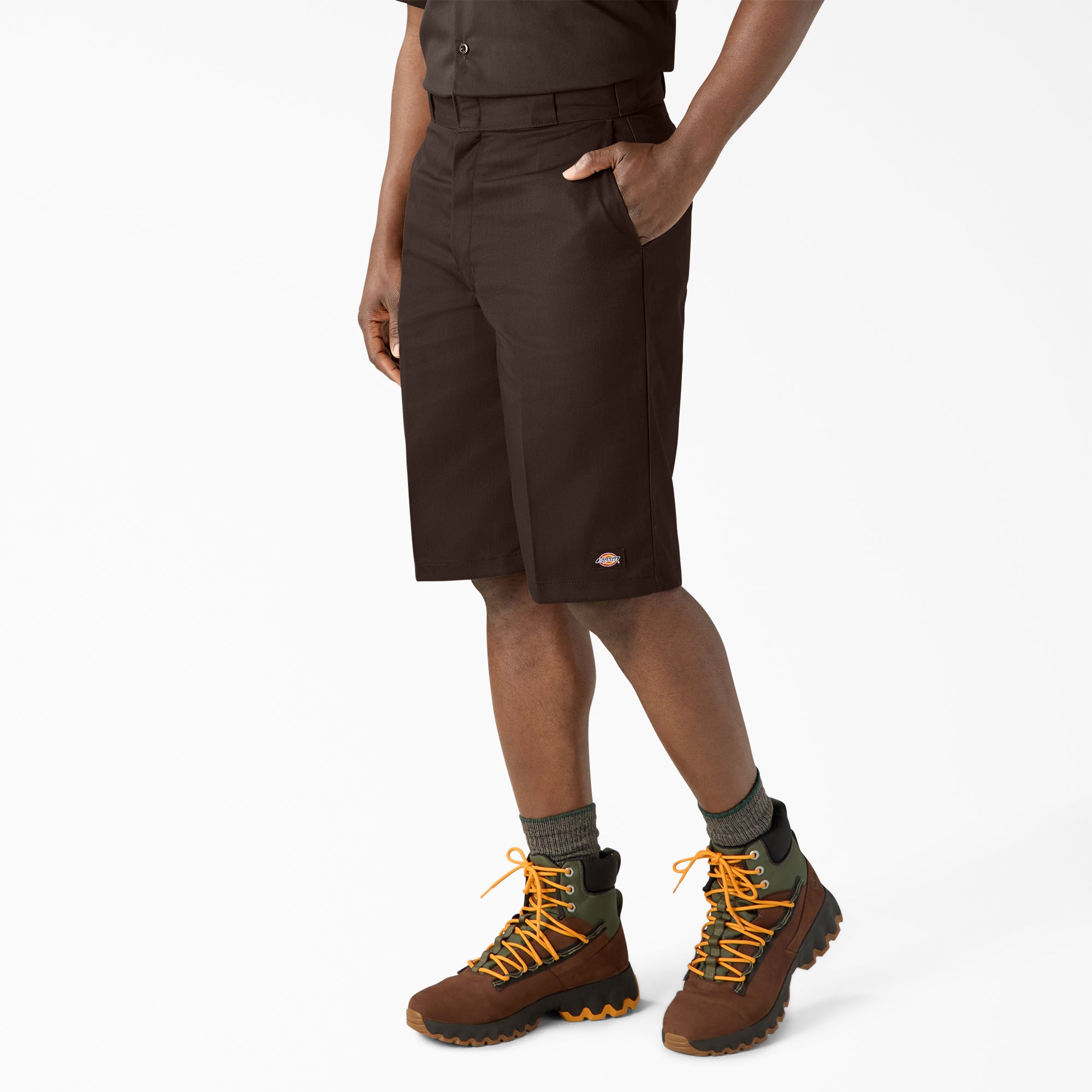 Loose Fit Flat Front Work Shorts, 13"