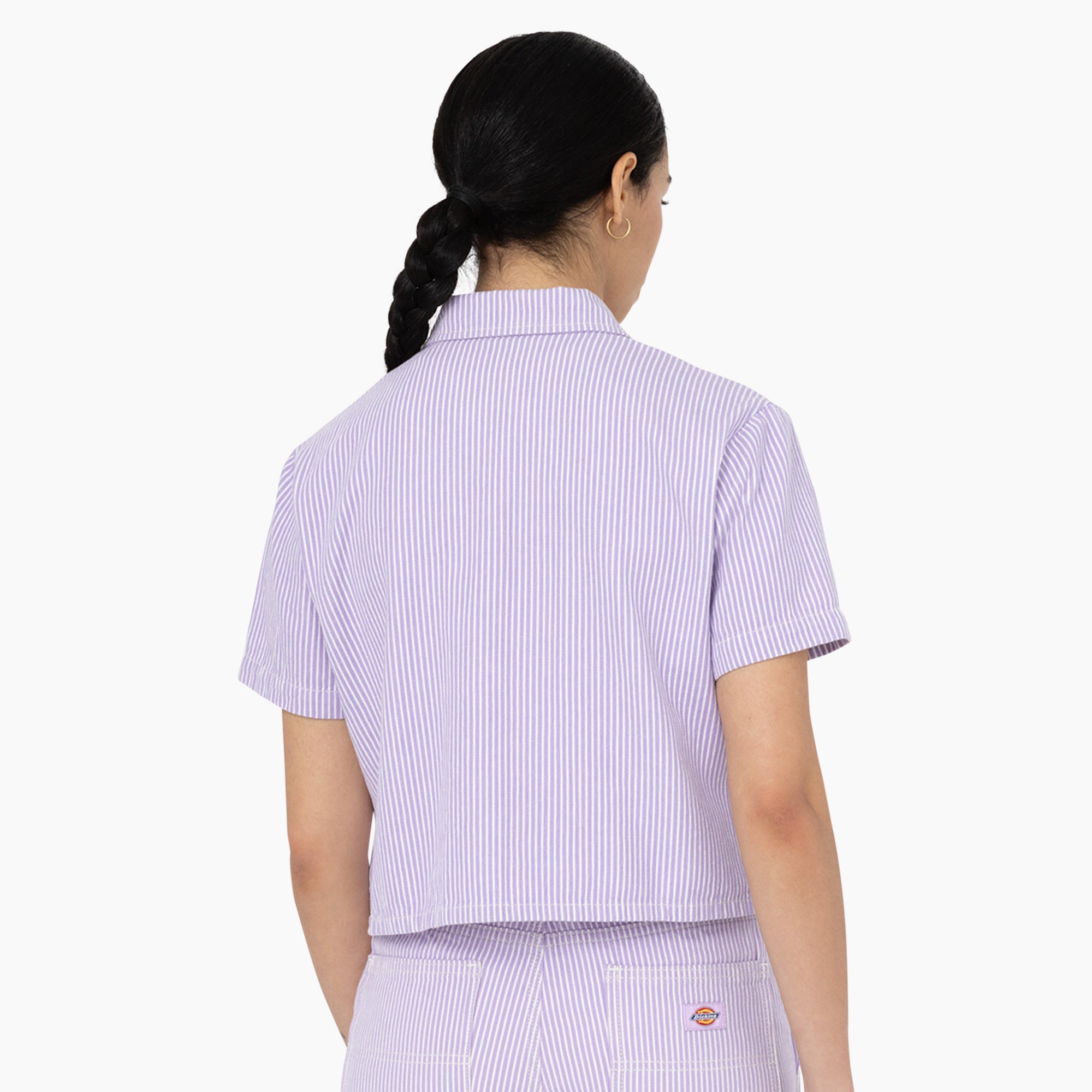 Women's Hickory Stripe Cropped Work Shirt