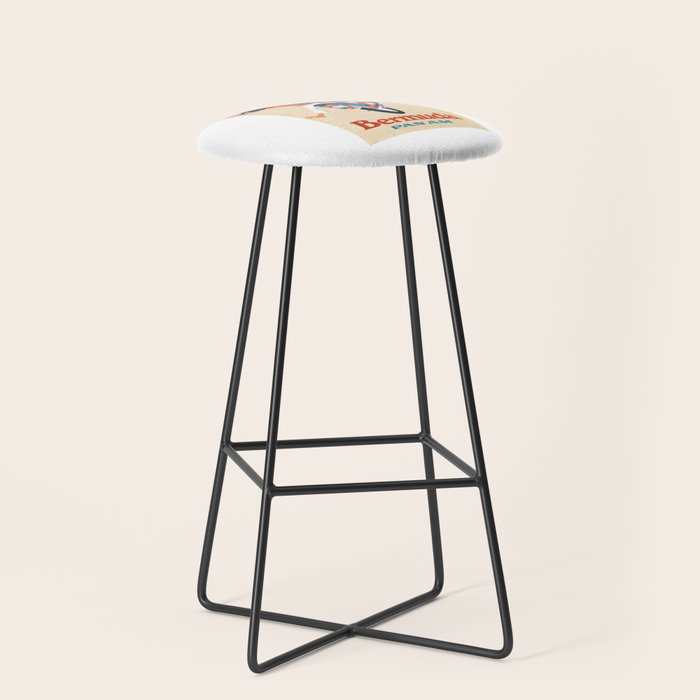 1960 Bermuda Pan American Airlines Travel Poster Stool