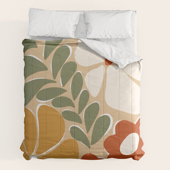 70s boho botanical flowers   Comforter