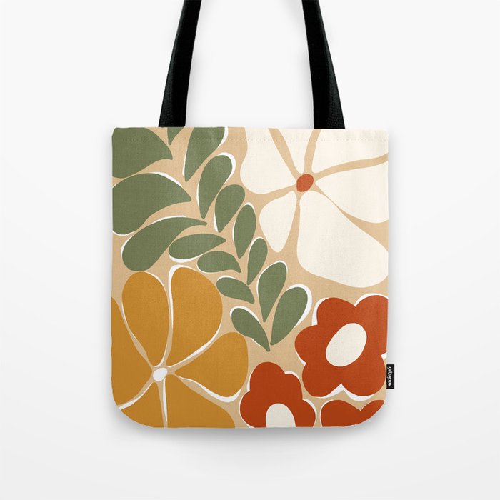 70s boho botanical flowers   Tote Bag