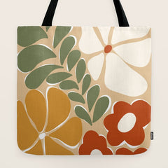 70s boho botanical flowers   Tote Bag