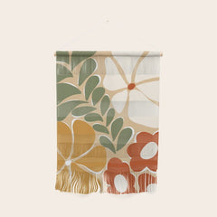 70s boho botanical flowers   Wall Hanging