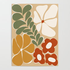 70s boho botanical flowers   Poster