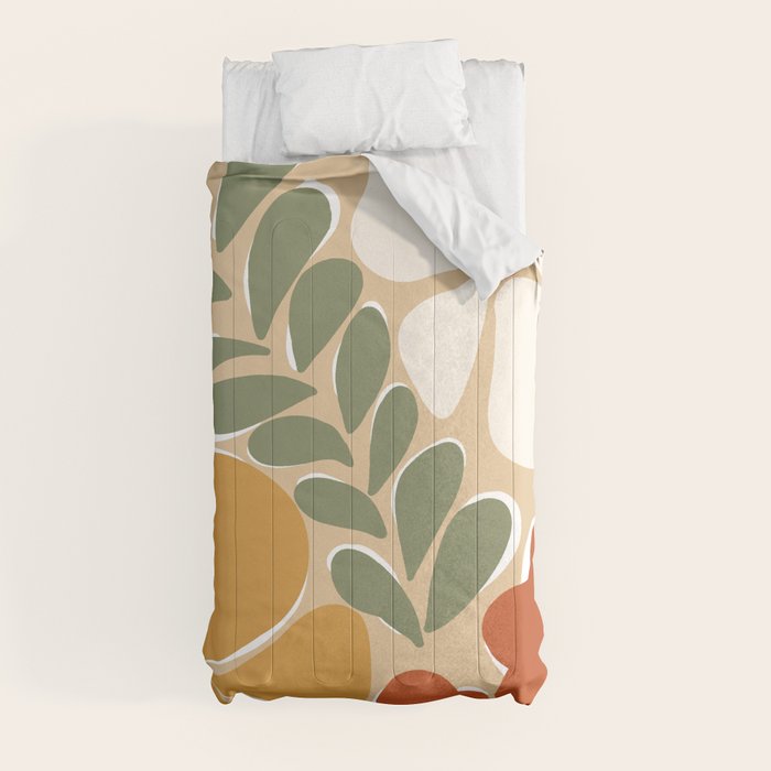 70s boho botanical flowers   Comforter