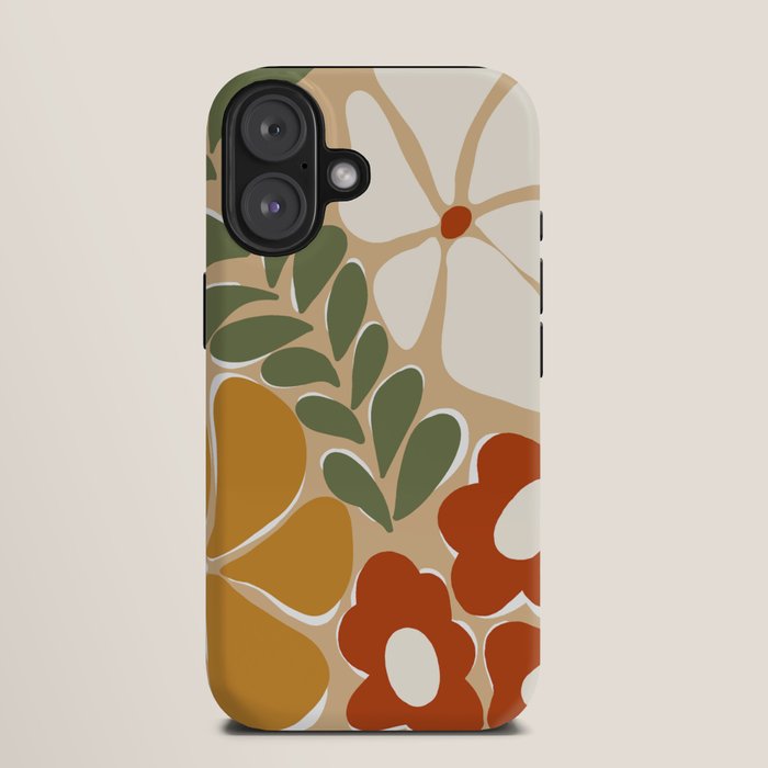 70s boho botanical flowers   iPhone Case