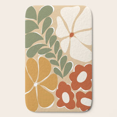 70s boho botanical flowers   Bath Mat