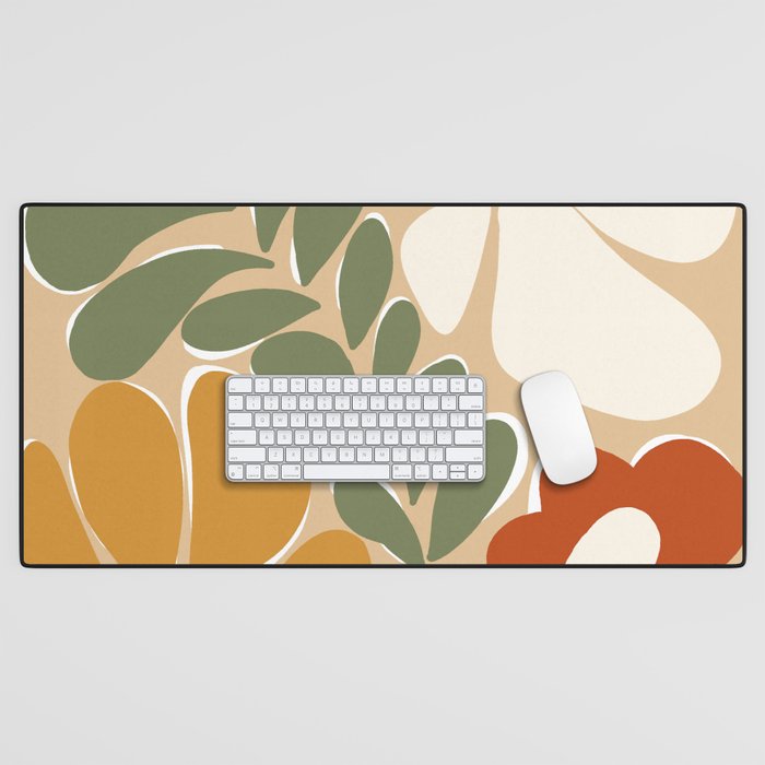 70s boho botanical flowers   Desk Mat