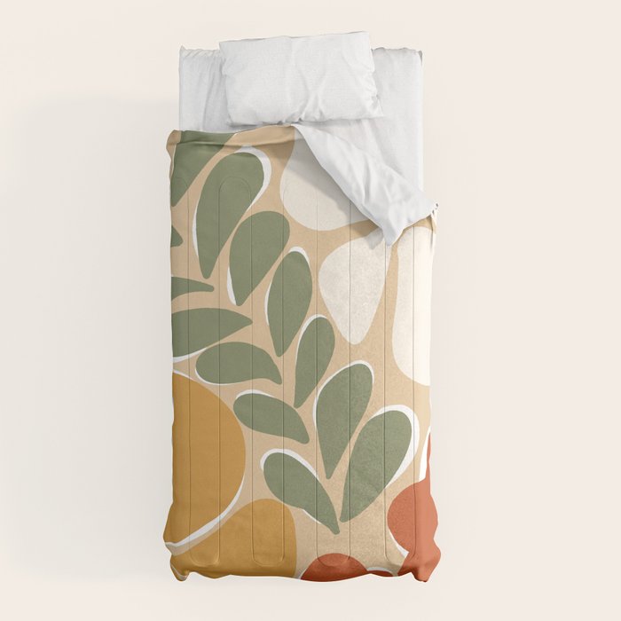 70s boho botanical flowers   Comforter