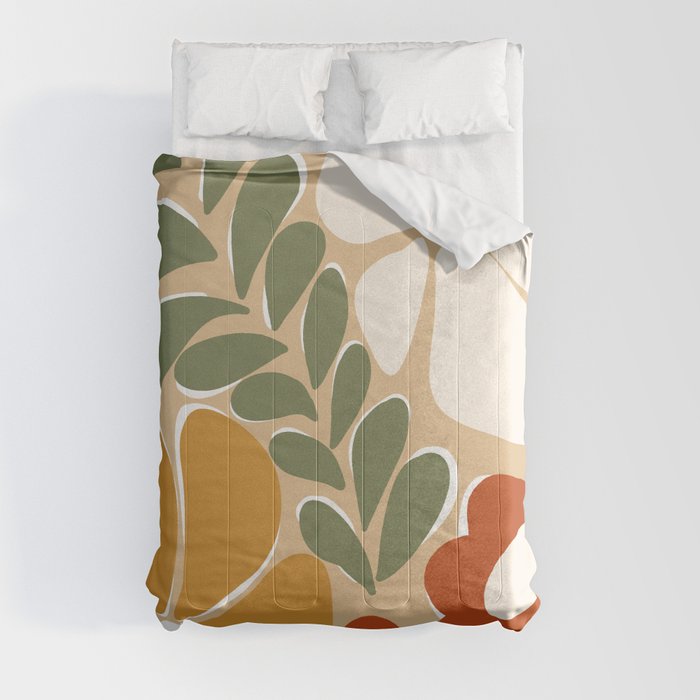 70s boho botanical flowers   Comforter