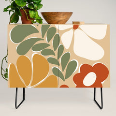70s boho botanical flowers   Credenza