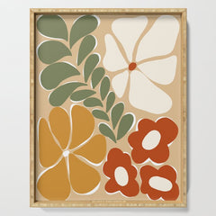 70s boho botanical flowers   Serving Tray