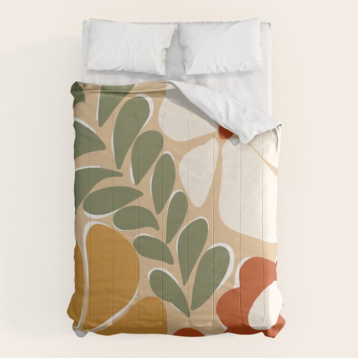 70s boho botanical flowers   Comforter