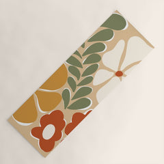 70s boho botanical flowers   Yoga Mat