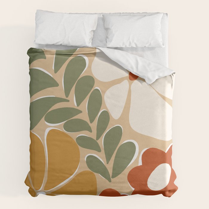 70s boho botanical flowers   Duvet Cover