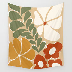 70s boho botanical flowers   Wall Tapestry