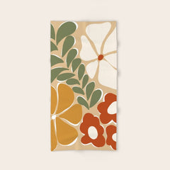 70s boho botanical flowers   Bath Towel