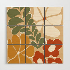 70s boho botanical flowers   Wood Wall Art