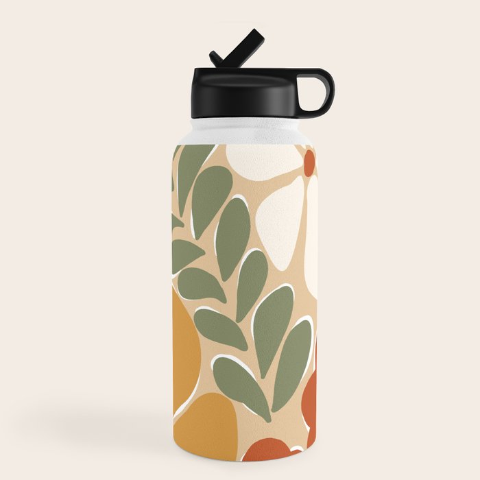 70s boho botanical flowers   Water Bottle