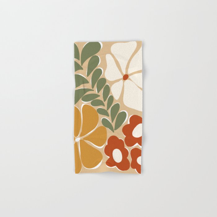 70s boho botanical flowers   Bath Towel