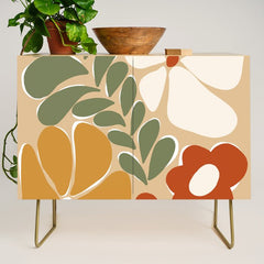 70s boho botanical flowers   Credenza