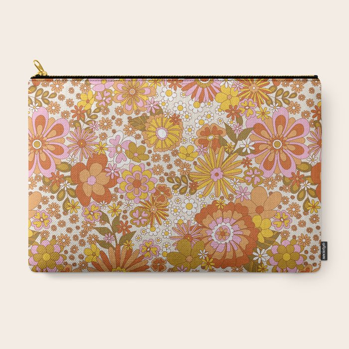 70s Floral Pattern Carry All Pouch